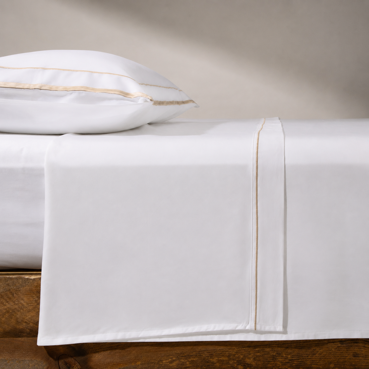 Heaven 800 thread count sateen flat sheet sand color