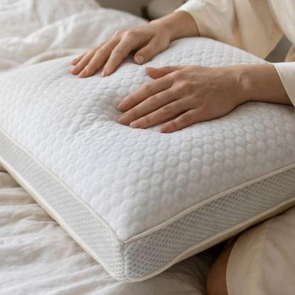 Cloud Comfort Pillow on bed by Voucler