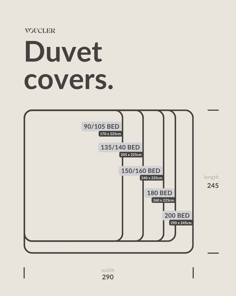 Duvet covers Size chart