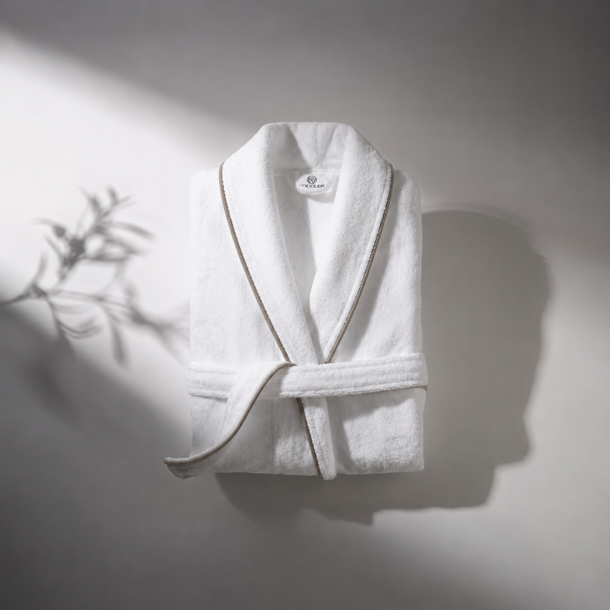 Embrace Velvety Bathrobe Beige Piping by Voucler