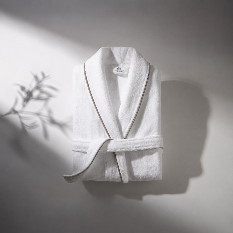 EMBRACE VELVETY BADEMANTEL MIT BEIGER PASPEL