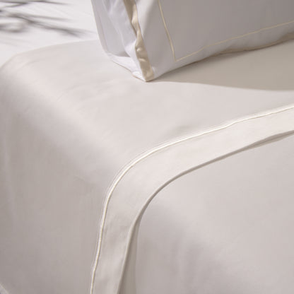 JUEGO DE SÁBANAS HEAVEN SATÉN RIBETE BLANCO