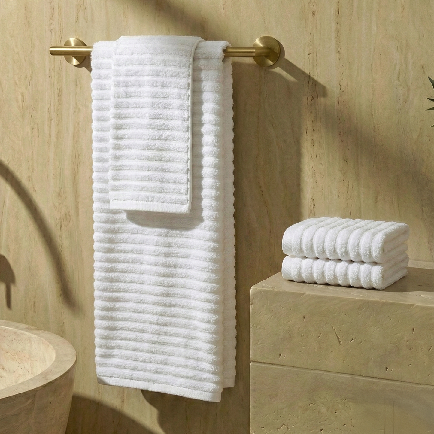 Serviette de bain en coton côtelé Meadow