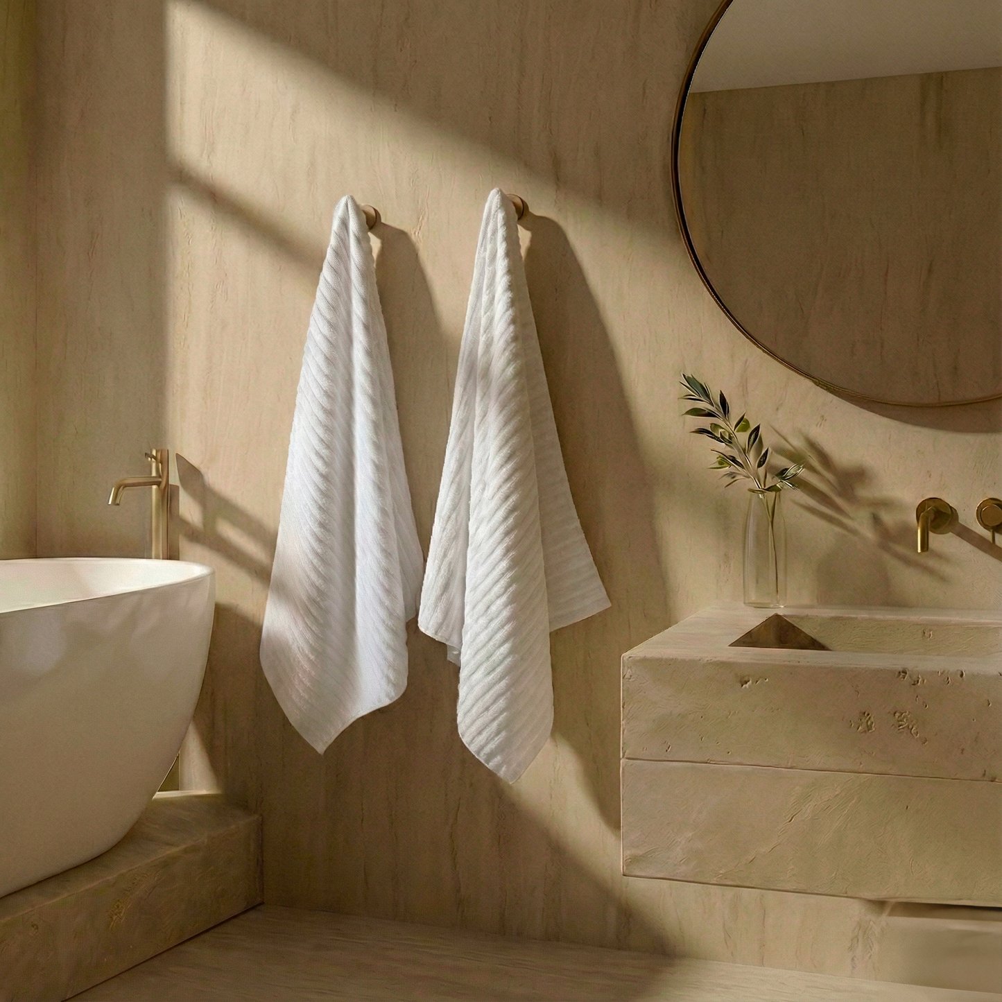 Serviette de bain en coton côtelé Meadow