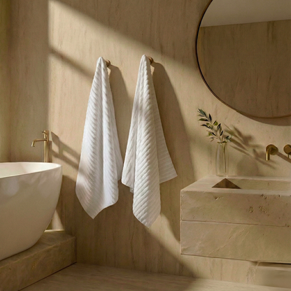 Serviette de bain en coton côtelé Meadow