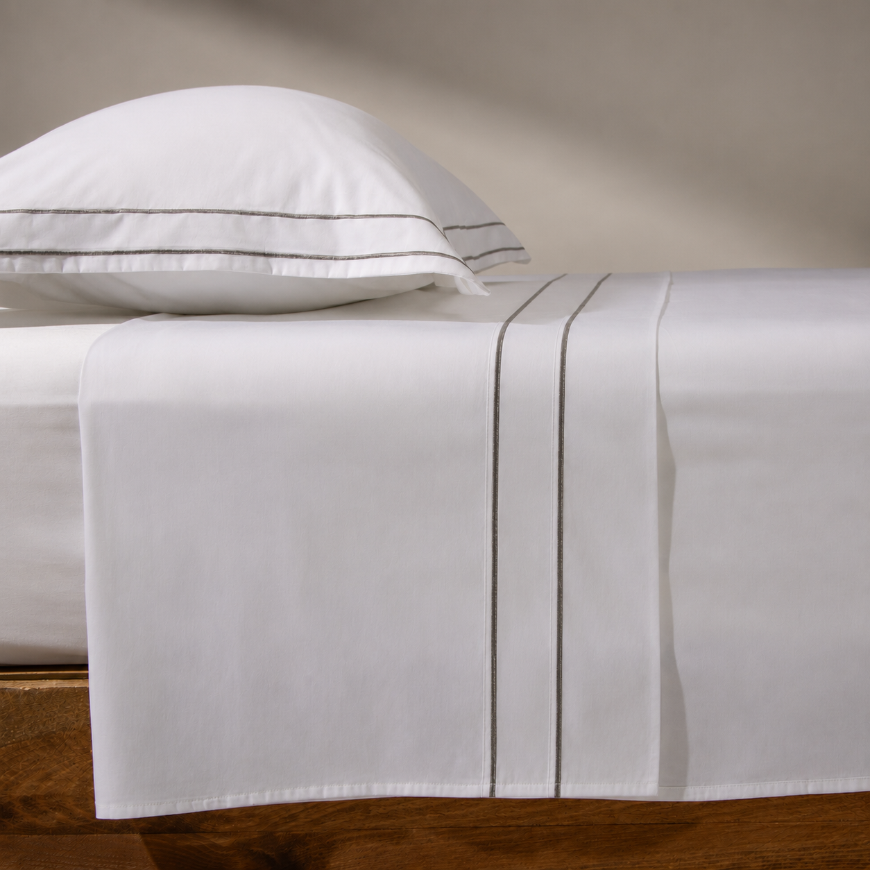 Drap plat en satin HARMONY, 300 fils au pouce carré